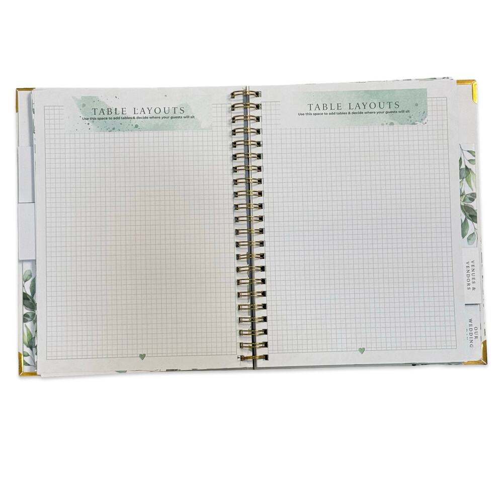 Complete Wedding Planner White Green Leaves Spiral Workbook Your Perfect Day NEW - Picture 4 of 5